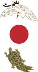 縁起物-鶴と亀のアイコン お正月のイラスト 健康長寿のシンボル  © TOMOKO　ARAKAWA