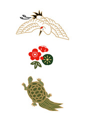 縁起物-鶴と亀のアイコン
お正月のイラスト
健康長寿のシンボル
