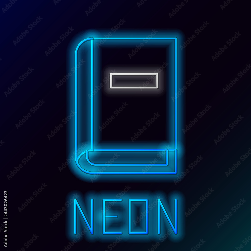 Poster glowing neon line user manual icon isolated on black background. user guide book. instruction sign. 