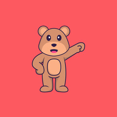 Cute bear hero. Animal cartoon concept isolated. Can used for t-shirt, greeting card, invitation card or mascot. Flat Cartoon Style