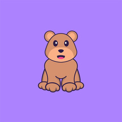 Obraz na płótnie Canvas Cute bear is sitting. Animal cartoon concept isolated. Can used for t-shirt, greeting card, invitation card or mascot. Flat Cartoon Style