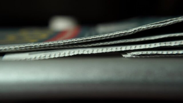 Printed newspapers on the production line