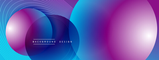 Gradient circles with shadows. Vector techno abstract background. Modern overlapping forms wallpaper background, design template