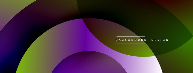 Abstract overlapping lines and circles geometric background with gradient colors