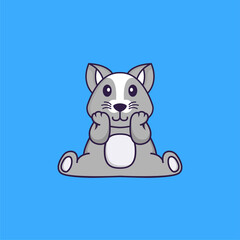 Cute rat is sitting. Animal cartoon concept isolated. Can used for t-shirt, greeting card, invitation card or mascot. Flat Cartoon Style