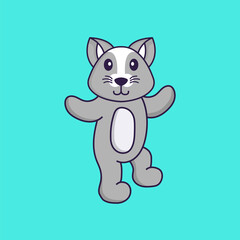 Cute rat is dancing. Animal cartoon concept isolated. Can used for t-shirt, greeting card, invitation card or mascot. Flat Cartoon Style