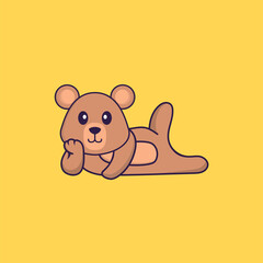 Cute rat lying down. Animal cartoon concept isolated. Can used for t-shirt, greeting card, invitation card or mascot. Flat Cartoon Style