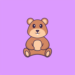 Cute squirrel is sitting. Animal cartoon concept isolated. Can used for t-shirt, greeting card, invitation card or mascot. Flat Cartoon Style