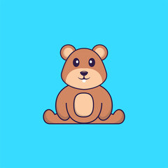 Cute squirrel is sitting. Animal cartoon concept isolated. Can used for t-shirt, greeting card, invitation card or mascot. Flat Cartoon Style