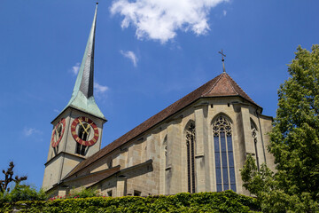 The Reformed City Church of Burgdorf, Canton Bern, Switzerland. It stands on a hill top and is the largest church building in the city of Burgdorf.