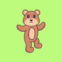 Obraz premium Cute squirrel is dancing. Animal cartoon concept isolated. Can used for t-shirt, greeting card, invitation card or mascot. Flat Cartoon Style