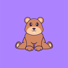 Cute squirrel is sitting. Animal cartoon concept isolated. Can used for t-shirt, greeting card, invitation card or mascot. Flat Cartoon Style