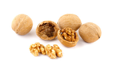 Walnuts isolated on white background