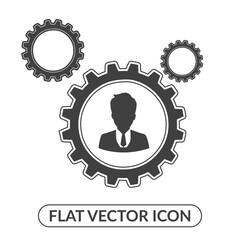 human settings icon, User Settings Gear symbol, Account Settings Icon. Flat style vector illustration