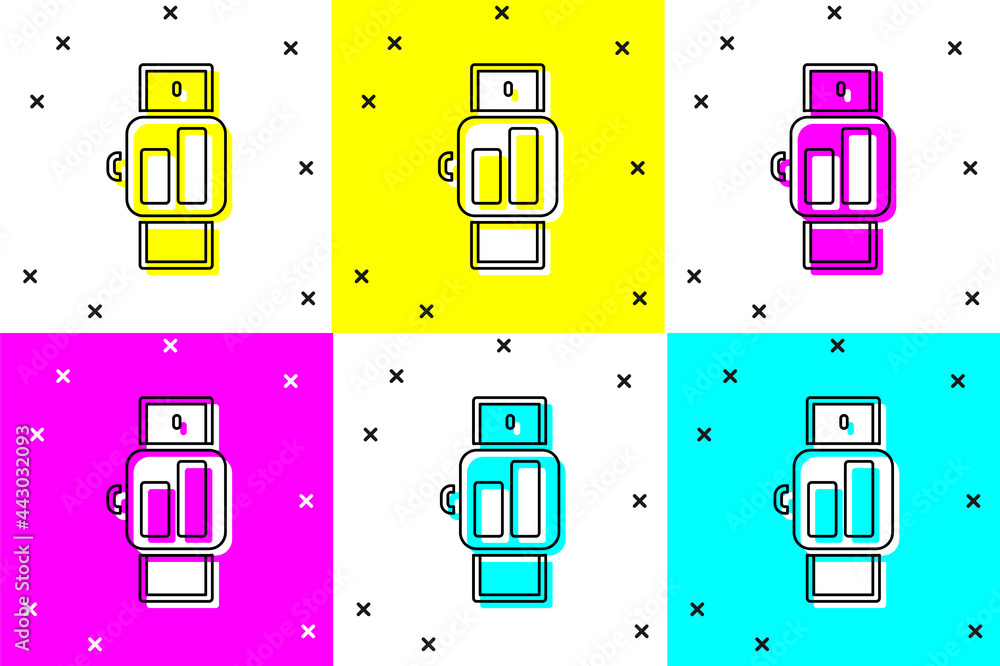 Poster set smartwatch icon isolated on color background. vector