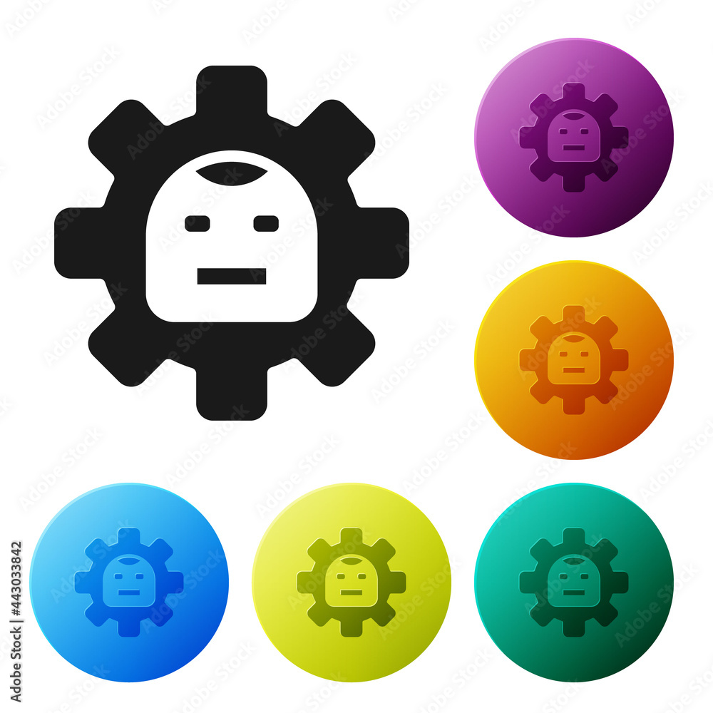 Poster black robot icon isolated on white background. artificial intelligence, machine learning, cloud comp