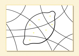 Cartoon coloring by dots for Kids. Printable worksheet. Lemon