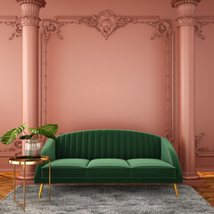 Modern Classic living room design and  Interior Decorating ideas,3d rendering,3d illustration