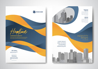 Template vector design for Brochure, AnnualReport, Magazine, Poster, Corporate Presentation, Portfolio, Flyer, infographic, layout modern with Orange color size A4, Front and back, Easy to use.