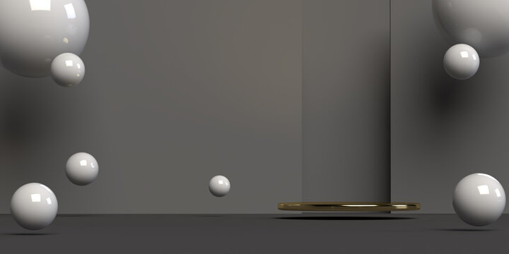 Black and gray Beauty products Stand or podium pedestal set for Cosmetic and skincare Packaging mockup minimal design on gray background.concept cosmetic product.3d render. © Sakoodter Stocker