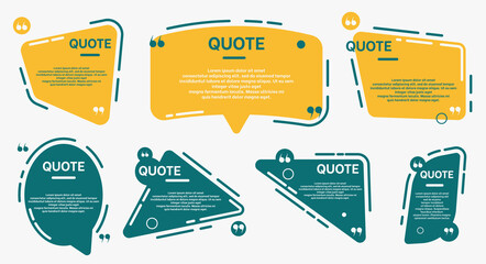 Quote box and speech bubble colorful templates set