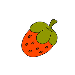 Strawberry. Wild berry. Healthy natural food. Vitamins. Vegetarian. Vector. Doodle. Hand-drawn illustration.