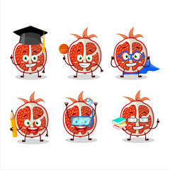 School student of slice of pomegranate cartoon character with various expressions