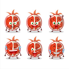 Cartoon character of slice of pomegranate with smile expression