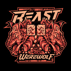 Beast Werewolf with Rose Premium Vector