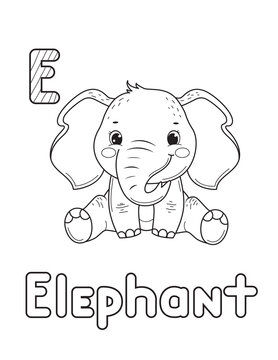 Line art design for kids coloring page..Animals alphabet. Vector illustration