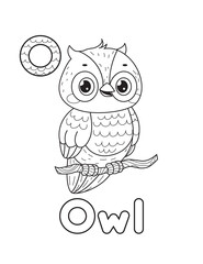Line art design for kids coloring page..Animals alphabet. Vector illustration - 443040402