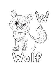 Line art design for kids coloring page..Animals alphabet. Vector illustration - 443040497
