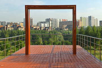 Observation deck in Mitino landscape park. Moscow, Russia