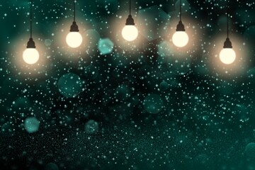 Fototapeta na wymiar light blue wonderful sparkling glitter lights defocused light bulbs bokeh abstract background with sparks fly, festal mockup texture with blank space for your content