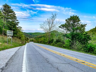 empty Country mountain road in Arkansas