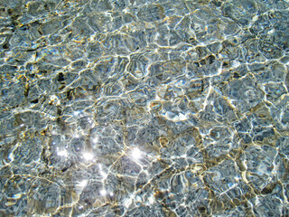 Surface of the water with glittering reflection of light 