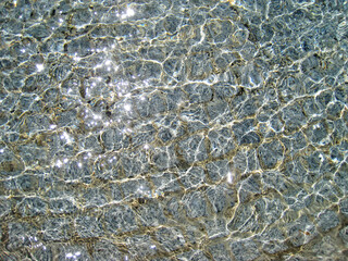 Surface of the water with glittering reflection of light 