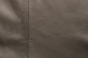 Closeup texture full grain gray brown leather with seam