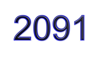 blue 2091 number 3d effect white background