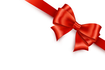 Shiny color satin ribbon on white background