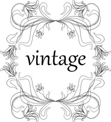 Decorative floral vintage border from outlines fantasy flowers