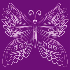 Outline drawing watercolor brush ornamental fantasy butterfly