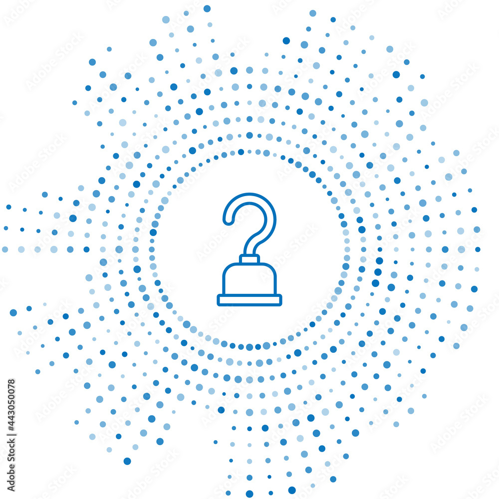 Poster blue line pirate hook icon isolated on white background. abstract circle random dots. vector