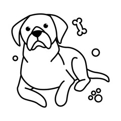 Cute Cartoon Vector Illustration icon of a big dog. It is outline style.