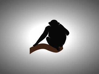 Chimpanzee Silhouette. Isolated Vector Animal Template for Logo Company, Icon, Symbol etc © Abdul