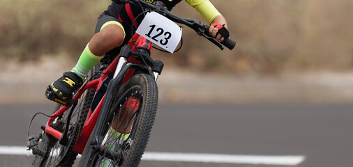 Cycling rider competing in the child class
