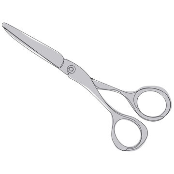 recommend clip art: gray scissors one line drawing sketch, isolated