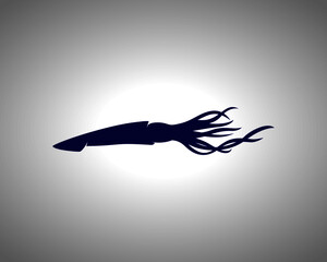 Squid Silhouette on White Background. Isolated Vector Animal Template for Logo Company, Icon, Symbol etc.