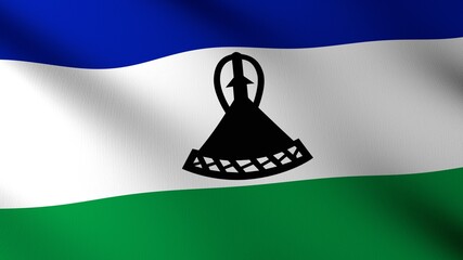 Flag of The Lesotho. Flag's image are rendered in real 3D software.