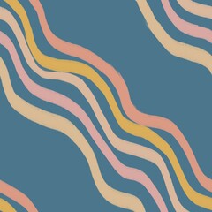 seamless pattern with colored waves on a blue background
